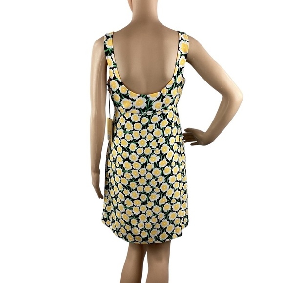 DVF for Target Yellow Floral Empire Waist Mini Dress Size 4 Scoop Back - Picture 5 of 9